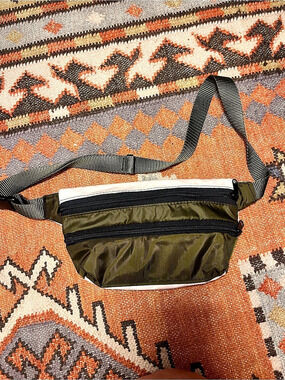 Dunsel Color Block Green & White Crossbody Fanny Pack Bag